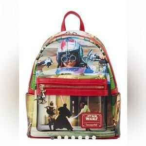 Loungefly star war scenes series phantom menace mini back pack burgundy NWT